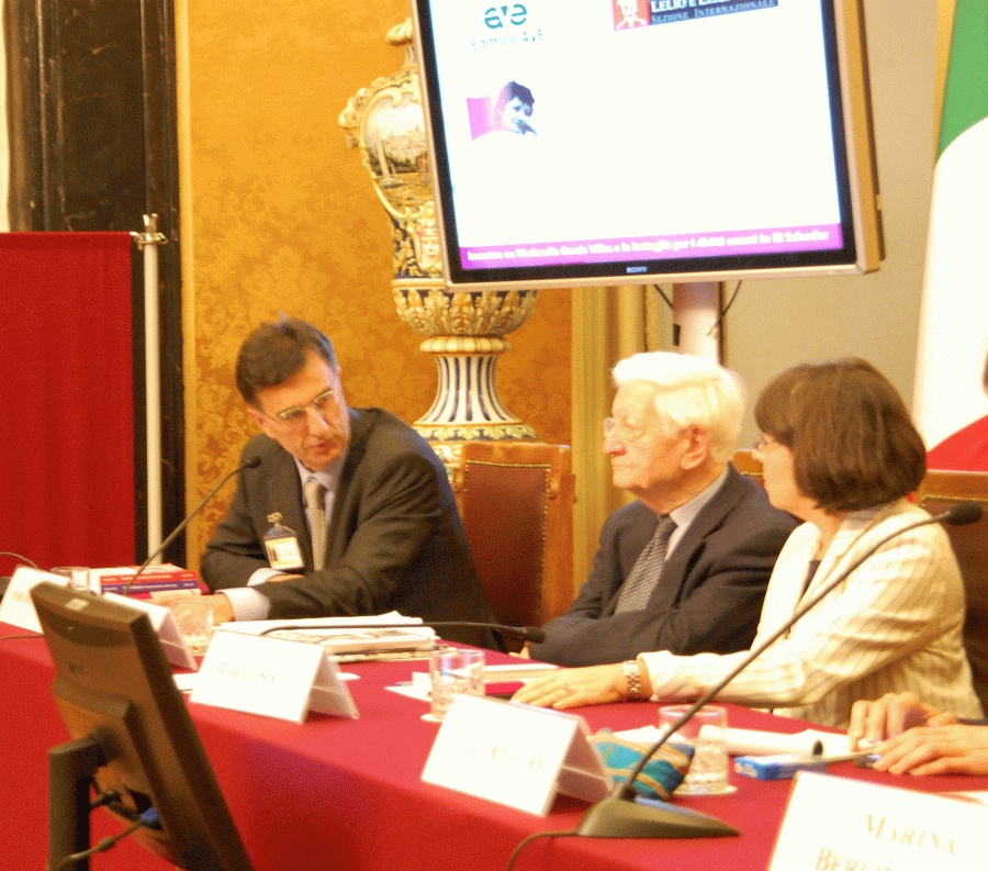 Anselmo Palini con il professor La Valle e l'onorevole Marini